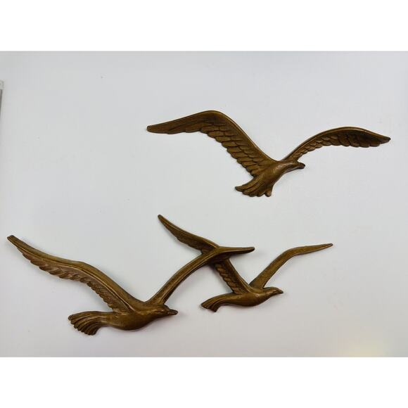 Vintage Homco Bird Seagulls Wall Art Decor Hanging Birds MCM Faux Wood. USA. - Picture 2 of 6